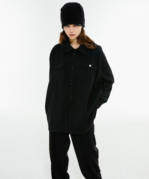 ANOTHERYOUTH(アナザーユース)の「【ANOTHERYOUTH/アナザーユース】wool pocket shirts/ウールポケットシャツ ビッグサイズシャツ オーバーサイズシャツ(シャツ/ブラウス・メンズ・ブラック/ブラウン・ONE SIZE)」の12枚目の写真