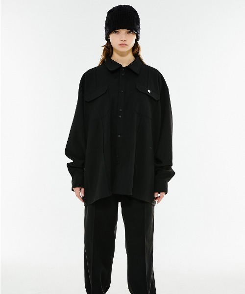 ANOTHERYOUTH(アナザーユース)の「【ANOTHERYOUTH/アナザーユース】wool pocket shirts/ウールポケットシャツ ビッグサイズシャツ オーバーサイズシャツ(シャツ/ブラウス・メンズ・ブラック/ブラウン・ONE SIZE)」の9枚目の写真