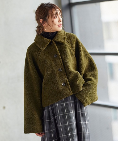 KOBE LETTUCE（コウベレタス）の「ボアショートコート（ダウンジャケット/コート・レディース・モカ/カーキ/ホワイト系・FREE）」の11枚目の写真