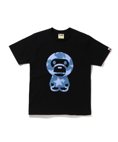 A BATHING APE(アベイシングエイプ)の「DENIM STA PATTERN BIG BABY MILO TEE L(Tシャツ/カットソー・レディース・ブラック/ホワイト・SMALL/X-SMALL/MEDIUM/XX-SMALL)」の2枚目の写真