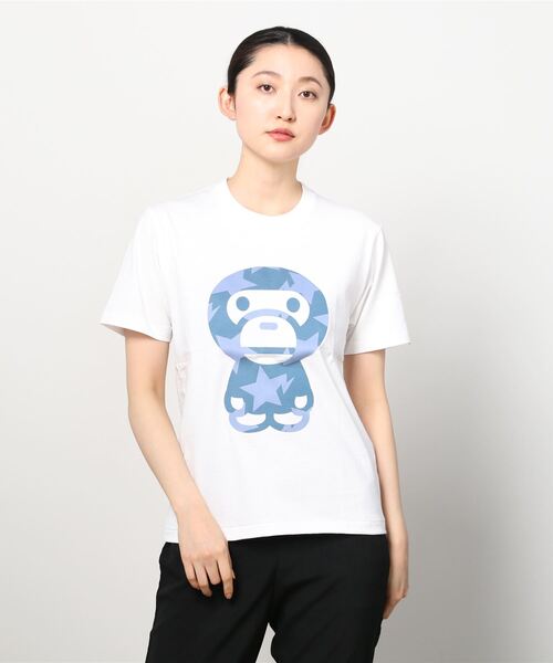 A BATHING APE(アベイシングエイプ)の「DENIM STA PATTERN BIG BABY MILO TEE L(Tシャツ/カットソー・レディース・ブラック/ホワイト・SMALL/X-SMALL/MEDIUM/XX-SMALL)」の3枚目の写真