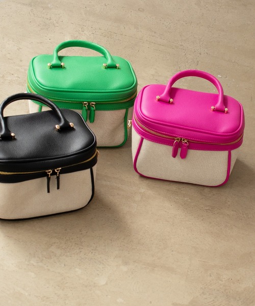 Shelly island(シェリーアイランド)の「キャンバスバニティバッグ(ハンドバッグ・レディース・ピンク/グリーン/ブラック・FREE)」の4枚目の写真