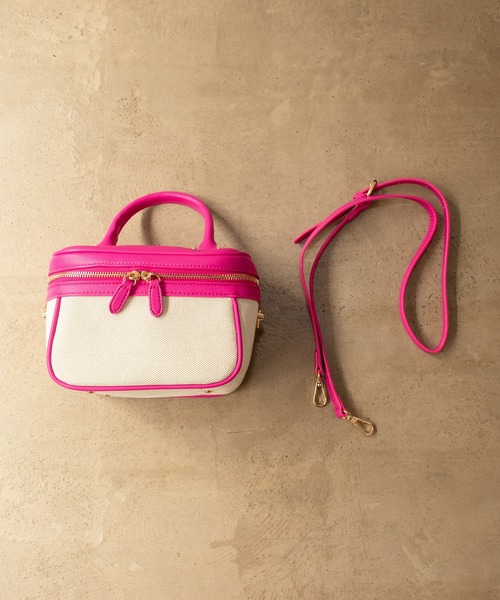 Shelly island(シェリーアイランド)の「キャンバスバニティバッグ(ハンドバッグ・レディース・ピンク/グリーン/ブラック・FREE)」の5枚目の写真