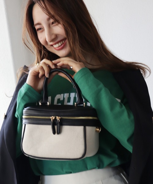 Shelly island(シェリーアイランド)の「キャンバスバニティバッグ(ハンドバッグ・レディース・ピンク/グリーン/ブラック・FREE)」の18枚目の写真