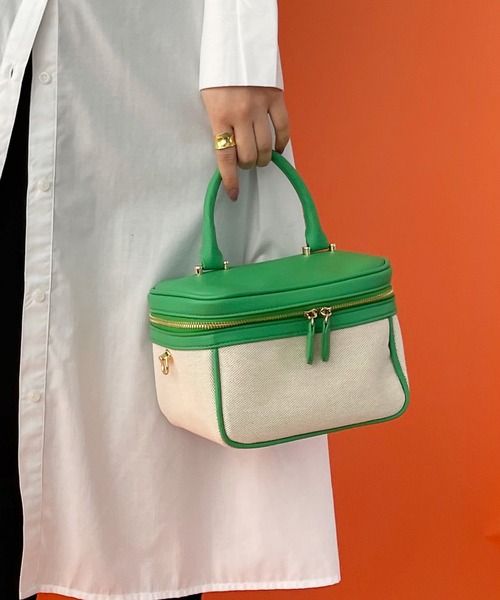 Shelly island(シェリーアイランド)の「キャンバスバニティバッグ(ハンドバッグ・レディース・ピンク/グリーン/ブラック・FREE)」の11枚目の写真