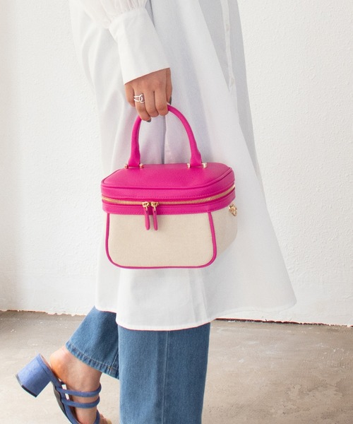 Shelly island(シェリーアイランド)の「キャンバスバニティバッグ(ハンドバッグ・レディース・ピンク/グリーン/ブラック・FREE)」の15枚目の写真