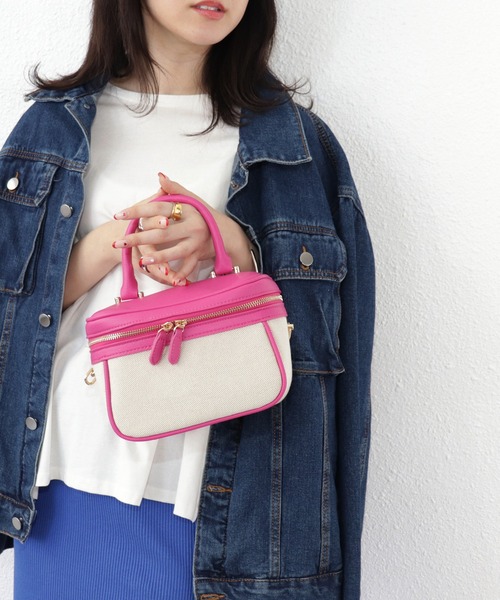 Shelly island(シェリーアイランド)の「キャンバスバニティバッグ(ハンドバッグ・レディース・ピンク/グリーン/ブラック・FREE)」の13枚目の写真