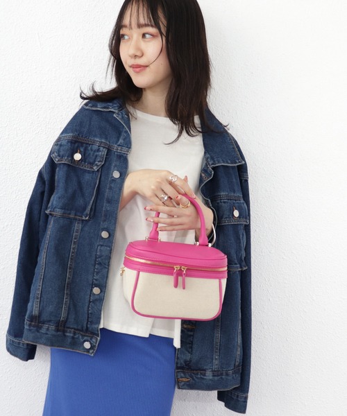 Shelly island(シェリーアイランド)の「キャンバスバニティバッグ(ハンドバッグ・レディース・ピンク/グリーン/ブラック・FREE)」の14枚目の写真