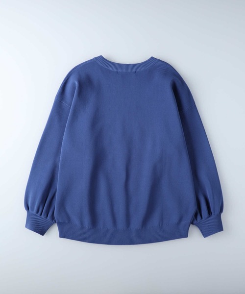 HONEYSUCKLE ROSE（ハニーサックルローズ）の「【HONEYSUCKLE ROSE】洗えて軽いキーネックニット（ニット/セーター・レディース・ブルー/ベージュ/オフホワイト・M/L）」の14枚目の写真