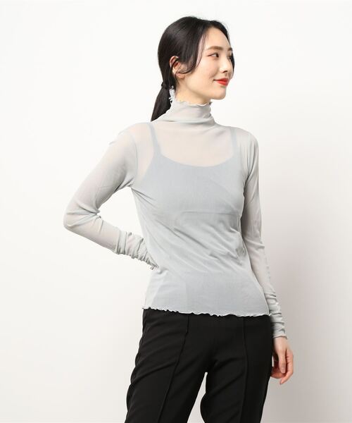 ＪＵＧＬＡＮＳ（ユグランス）の「☆ コーデ映え。パワーメッシュカラープルオーバー　251019（Tシャツ/カットソー・レディース・グレー/グリーン/ピンク/ブラック/アイボリー/オレンジ系1/ブラウン/ブルー/ピンク系1/グリーン系1・FREE）」の4枚目の写真