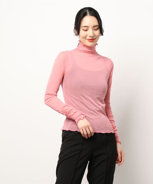 ＪＵＧＬＡＮＳ（ユグランス）の「☆ コーデ映え。パワーメッシュカラープルオーバー　251019（Tシャツ/カットソー・レディース・グレー/グリーン/ピンク/ブラック/アイボリー/オレンジ系1/ブラウン/ブルー/ピンク系1/グリーン系1・FREE）」の8枚目の写真