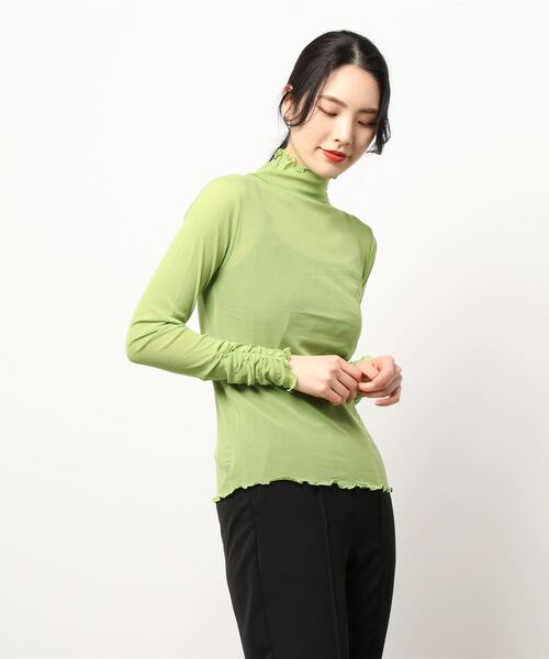 ＪＵＧＬＡＮＳ（ユグランス）の「☆ コーデ映え。パワーメッシュカラープルオーバー　251019（Tシャツ/カットソー・レディース・グレー/グリーン/ピンク/ブラック/アイボリー/オレンジ系1/ブラウン/ブルー/ピンク系1/グリーン系1・FREE）」の5枚目の写真