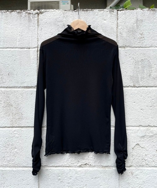 ＪＵＧＬＡＮＳ（ユグランス）の「☆ コーデ映え。パワーメッシュカラープルオーバー　251019（Tシャツ/カットソー・レディース・グレー/グリーン/ピンク/ブラック/アイボリー/オレンジ系1/ブラウン/ブルー/ピンク系1/グリーン系1・FREE）」の3枚目の写真