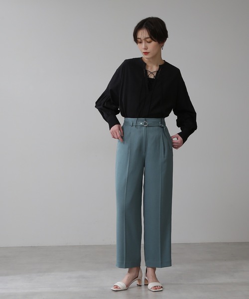 N.（N. Natural Beauty Basic）（エヌエヌナチュラルビューティーベーシック）の「◆レースアップハシゴレースブラウス（シャツ/ブラウス・レディース・ブラック/パープル/オフホワイト・MEDIUM）」の4枚目の写真