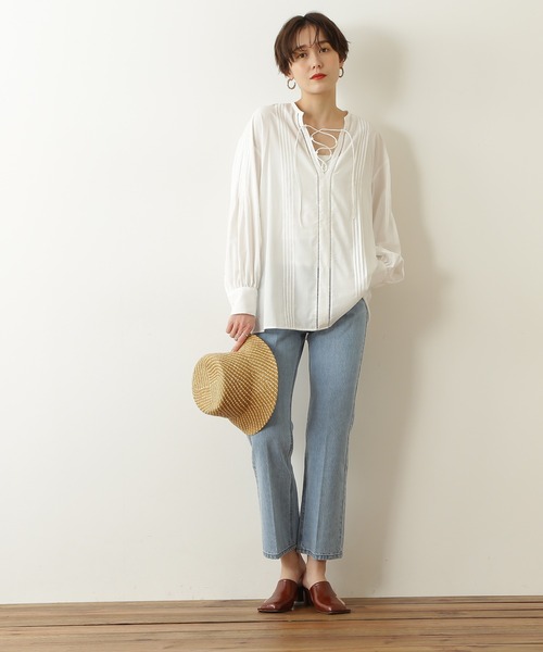 N.（N. Natural Beauty Basic）（エヌエヌナチュラルビューティーベーシック）の「◆レースアップハシゴレースブラウス（シャツ/ブラウス・レディース・ブラック/パープル/オフホワイト・MEDIUM）」の11枚目の写真