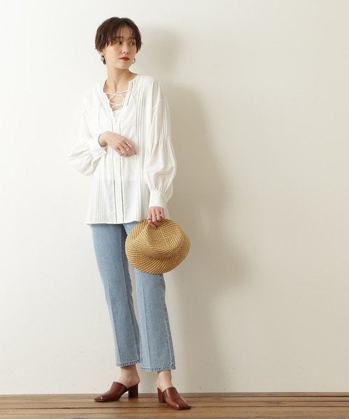 N.（N. Natural Beauty Basic）（エヌエヌナチュラルビューティーベーシック）の「◆レースアップハシゴレースブラウス（シャツ/ブラウス・レディース・ブラック/パープル/オフホワイト・MEDIUM）」の7枚目の写真