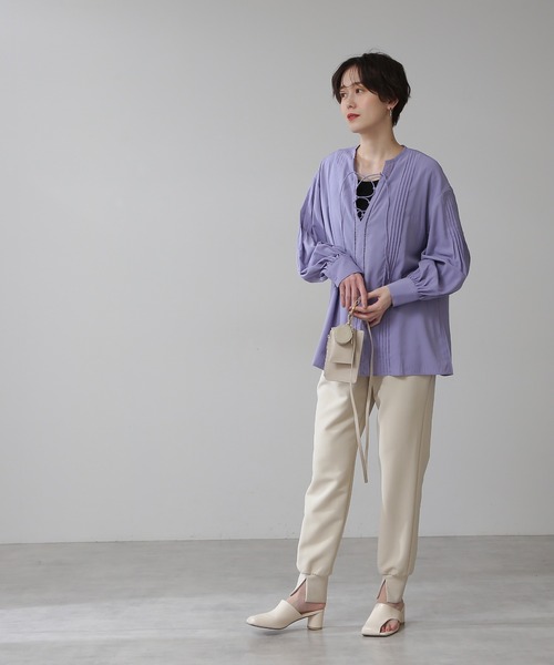 N.（N. Natural Beauty Basic）（エヌエヌナチュラルビューティーベーシック）の「◆レースアップハシゴレースブラウス（シャツ/ブラウス・レディース・ブラック/パープル/オフホワイト・MEDIUM）」の5枚目の写真