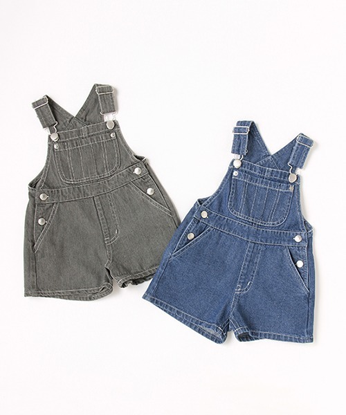 X-girl Stages（エックスガールステージス）の「サロペットショーツ（サロペット/オーバーオール・キッズ・ブラック/ブルー・110cm/120cm/130cm/140cm/100cm/90cm）」の4枚目の写真