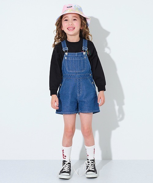 X-girl Stages（エックスガールステージス）の「サロペットショーツ（サロペット/オーバーオール・キッズ・ブラック/ブルー・110cm/120cm/130cm/140cm/100cm/90cm）」の16枚目の写真