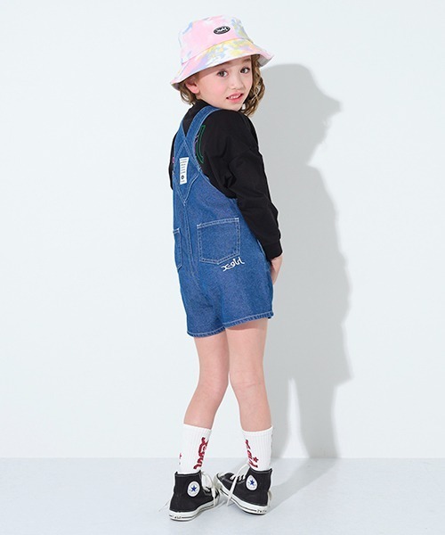 X-girl Stages（エックスガールステージス）の「サロペットショーツ（サロペット/オーバーオール・キッズ・ブラック/ブルー・110cm/120cm/130cm/140cm/100cm/90cm）」の17枚目の写真