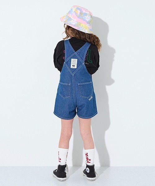 X-girl Stages（エックスガールステージス）の「サロペットショーツ（サロペット/オーバーオール・キッズ・ブラック/ブルー・110cm/120cm/130cm/140cm/100cm/90cm）」の18枚目の写真