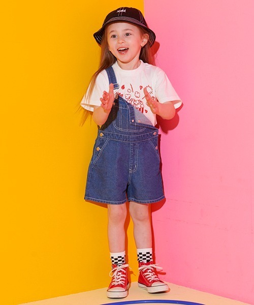 X-girl Stages（エックスガールステージス）の「サロペットショーツ（サロペット/オーバーオール・キッズ・ブラック/ブルー・110cm/120cm/130cm/140cm/100cm/90cm）」の20枚目の写真