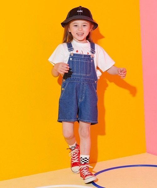 X-girl Stages（エックスガールステージス）の「サロペットショーツ（サロペット/オーバーオール・キッズ・ブラック/ブルー・110cm/120cm/130cm/140cm/100cm/90cm）」の21枚目の写真