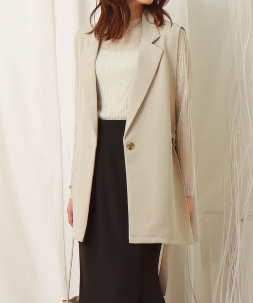 libelle more(リベル モア)の「両面ツイル サイドベルトベスト(ベスト・レディース・ブラック/アイボリー/モカ/グレイッシュベージュ/ブラウン/グリーン・M/L)」の2枚目の写真