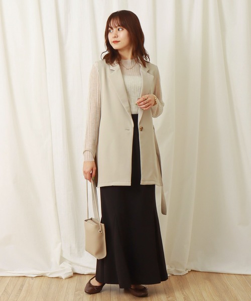 libelle more(リベル モア)の「両面ツイル サイドベルトベスト(ベスト・レディース・ブラック/アイボリー/モカ/グレイッシュベージュ/ブラウン/グリーン・M/L)」の7枚目の写真