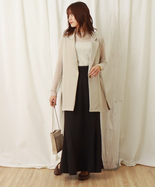 libelle more(リベル モア)の「両面ツイル サイドベルトベスト(ベスト・レディース・ブラック/アイボリー/モカ/グレイッシュベージュ/ブラウン/グリーン・M/L)」の8枚目の写真