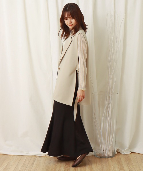 libelle more(リベル モア)の「両面ツイル サイドベルトベスト(ベスト・レディース・ブラック/アイボリー/モカ/グレイッシュベージュ/ブラウン/グリーン・M/L)」の9枚目の写真