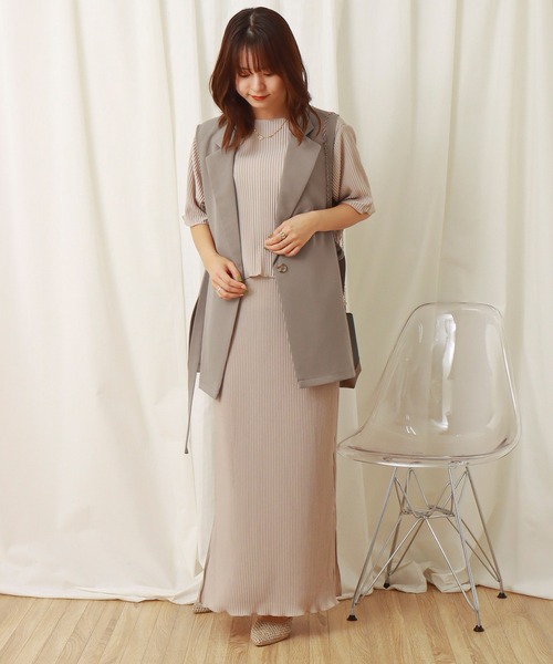 libelle more(リベル モア)の「両面ツイル サイドベルトベスト(ベスト・レディース・ブラック/アイボリー/モカ/グレイッシュベージュ/ブラウン/グリーン・M/L)」の20枚目の写真