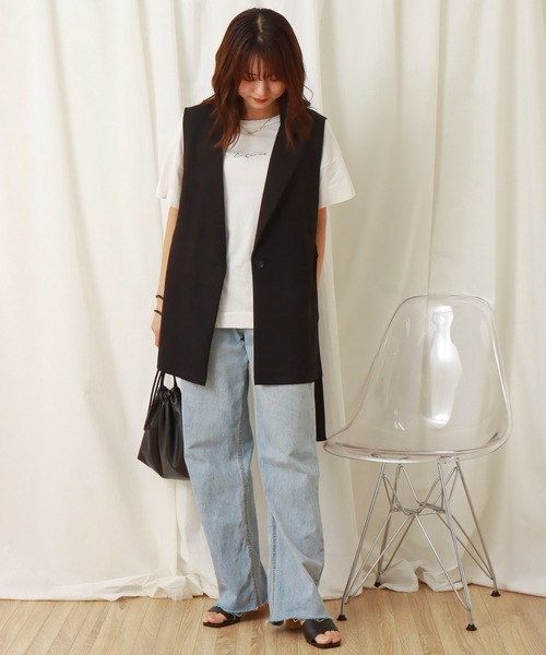 libelle more(リベル モア)の「両面ツイル サイドベルトベスト(ベスト・レディース・ブラック/アイボリー/モカ/グレイッシュベージュ/ブラウン/グリーン・M/L)」の13枚目の写真