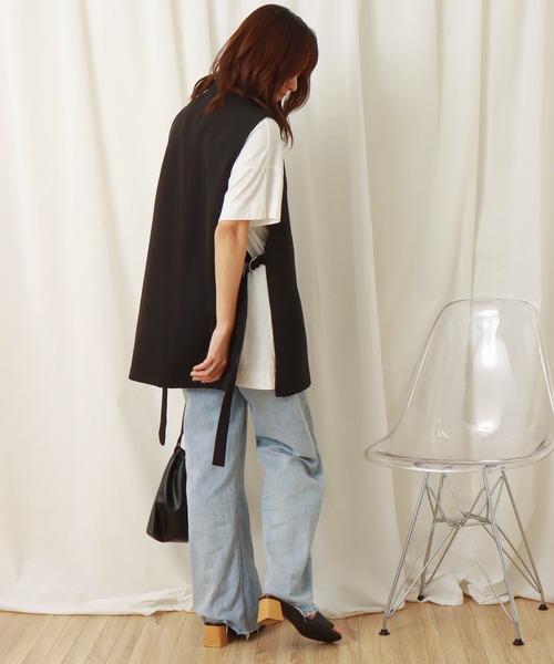 libelle more(リベル モア)の「両面ツイル サイドベルトベスト(ベスト・レディース・ブラック/アイボリー/モカ/グレイッシュベージュ/ブラウン/グリーン・M/L)」の15枚目の写真