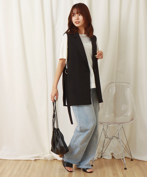 libelle more(リベル モア)の「両面ツイル サイドベルトベスト(ベスト・レディース・ブラック/アイボリー/モカ/グレイッシュベージュ/ブラウン/グリーン・M/L)」の12枚目の写真