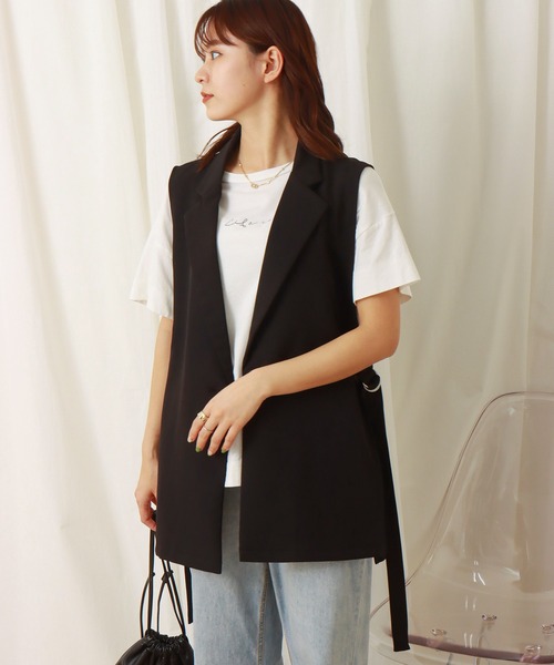 libelle more(リベル モア)の「両面ツイル サイドベルトベスト(ベスト・レディース・ブラック/アイボリー/モカ/グレイッシュベージュ/ブラウン/グリーン・M/L)」の16枚目の写真