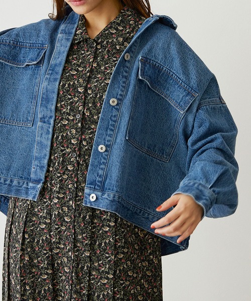 179/WG（イチナナキュウダブルジー）の「ルーズ デニムGジャン（デニムジャケット・レディース・ライトブルー/インディゴブルー・MEDIUM）」の12枚目の写真