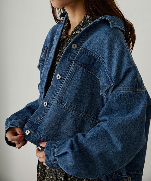 179/WG（イチナナキュウダブルジー）の「ルーズ デニムGジャン（デニムジャケット・レディース・ライトブルー/インディゴブルー・MEDIUM）」の11枚目の写真