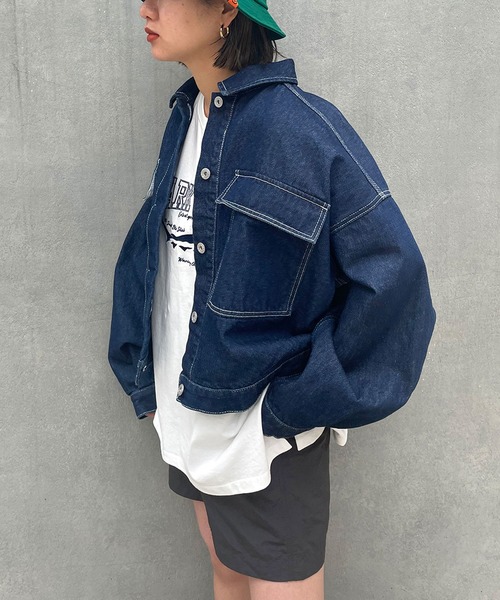 179/WG（イチナナキュウダブルジー）の「ルーズ デニムGジャン（デニムジャケット・レディース・ライトブルー/インディゴブルー・MEDIUM）」の10枚目の写真