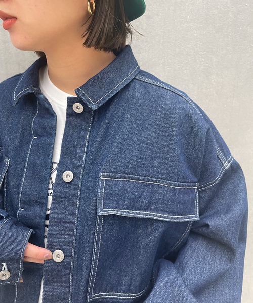 179/WG（イチナナキュウダブルジー）の「ルーズ デニムGジャン（デニムジャケット・レディース・ライトブルー/インディゴブルー・MEDIUM）」の8枚目の写真