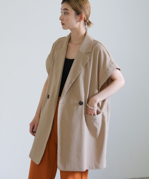 FIDRAレディース ノースリーブジャケット ベージュ select MOCA（セレクトモカ）の「フレンチスリーブテーラード