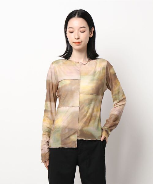 i-dare（アイディア）の「【i-dare】タイダイ柄 アシンメトリー メロー ブラウス（シャツ/ブラウス・レディース・ブラウン系その他・FREE）」の6枚目の写真