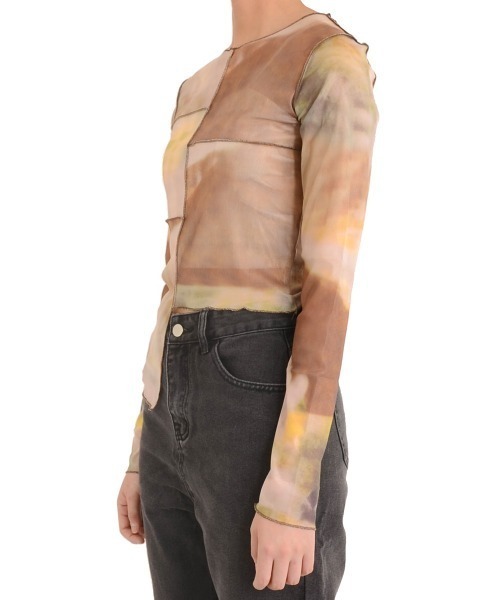 i-dare（アイディア）の「【i-dare】タイダイ柄 アシンメトリー メロー ブラウス（シャツ/ブラウス・レディース・ブラウン系その他・FREE）」の10枚目の写真