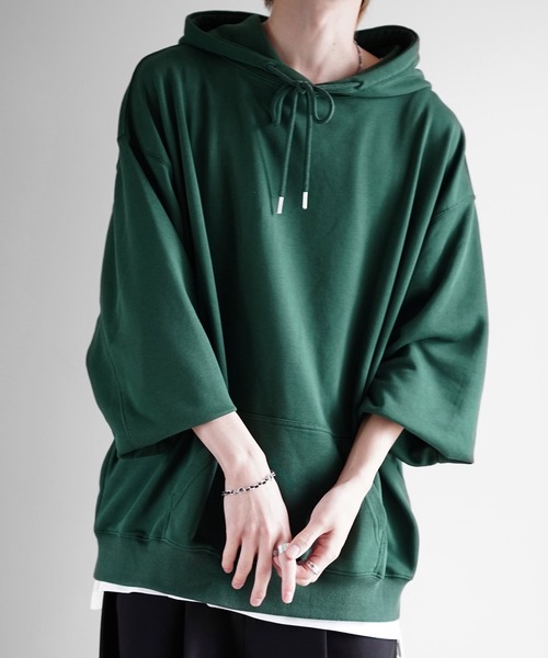 NILWAY(ニルウェイ)の「ヘビーTC裏毛ワイドスリーブプルオーバーパーカー(パーカー・メンズ・ライトグレー/ブラック/ネイビー/ブルー/グリーン/グレイッシュベージュ・SMALL/MEDIUM/LARGE)」の5枚目の写真