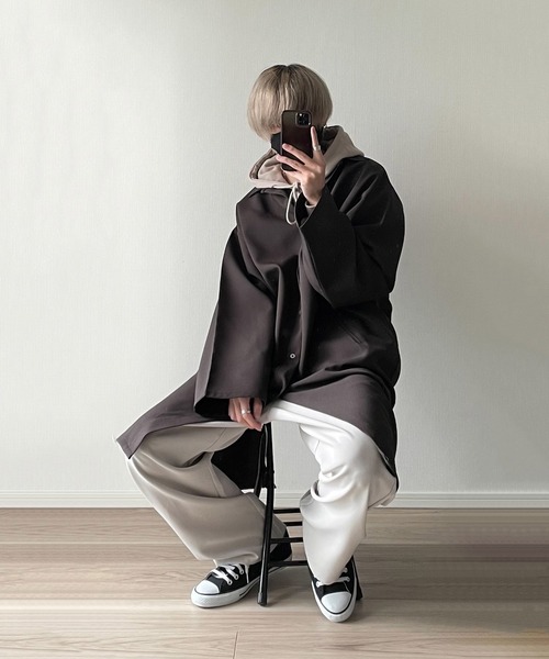 NILWAY(ニルウェイ)の「ヘビーTC裏毛ワイドスリーブプルオーバーパーカー(パーカー・メンズ・ライトグレー/ブラック/ネイビー/ブルー/グリーン/グレイッシュベージュ・SMALL/MEDIUM/LARGE)」の7枚目の写真