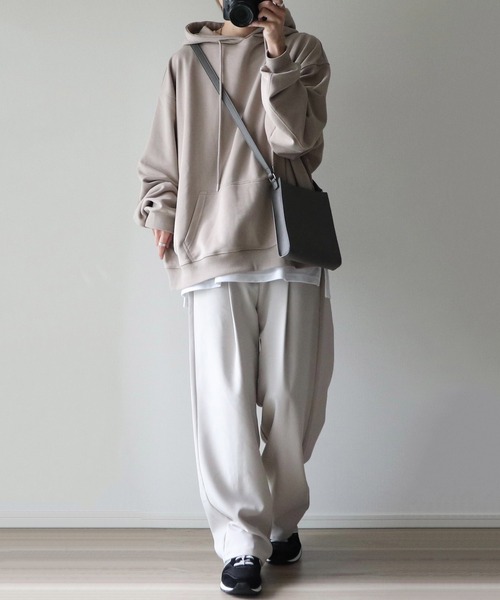 NILWAY(ニルウェイ)の「ヘビーTC裏毛ワイドスリーブプルオーバーパーカー(パーカー・メンズ・ライトグレー/ブラック/ネイビー/ブルー/グリーン/グレイッシュベージュ・SMALL/MEDIUM/LARGE)」の15枚目の写真