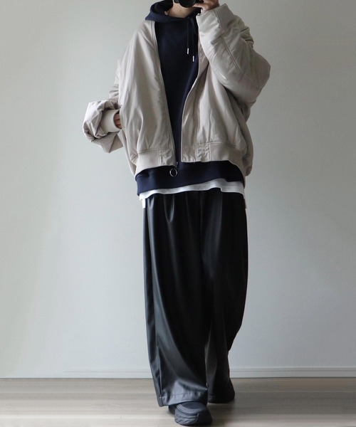 NILWAY(ニルウェイ)の「ヘビーTC裏毛ワイドスリーブプルオーバーパーカー(パーカー・メンズ・ライトグレー/ブラック/ネイビー/ブルー/グリーン/グレイッシュベージュ・SMALL/MEDIUM/LARGE)」の10枚目の写真