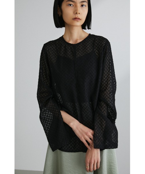 STYLEMIXER（スタイルミキサー）の「センターパイピングカットブラウス（シャツ/ブラウス・レディース・ブラック/アイボリー・FREE）」の2枚目の写真