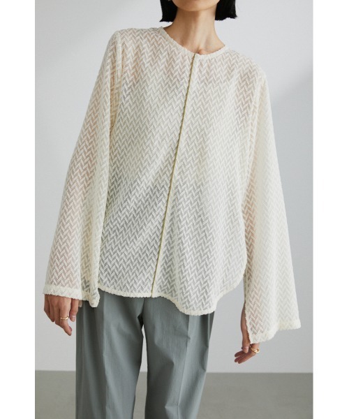 STYLEMIXER（スタイルミキサー）の「センターパイピングカットブラウス（シャツ/ブラウス・レディース・ブラック/アイボリー・FREE）」の9枚目の写真