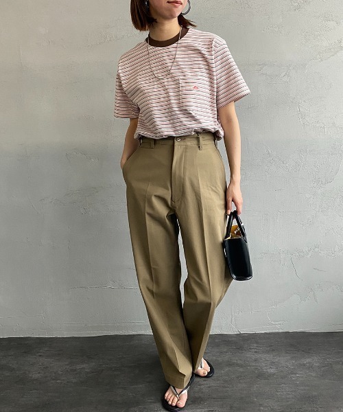 DANTON（ダントン）の「[DANTON/ダントン] マルチボーダー ワンポイントロゴクルーネックポケットTシャツ（Tシャツ/カットソー・レディース・ネイビー/ピンク/チャコール/ブルー・34/36/42/38/44/40/46）」の18枚目の写真